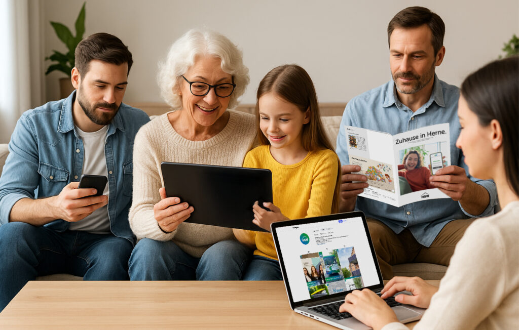 Ob gedrucktes Mietermagazin oder digitale Plattformen – die HGW Herne erreicht ihre vielfältige Mieterschaft mit passgenauen Angeboten.